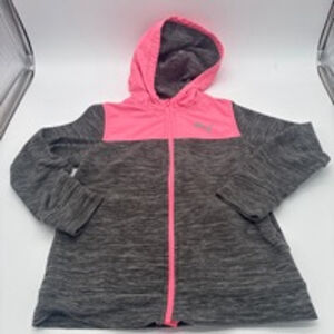 Girls Puma Hoodie Jacket Size M (10/12) Gray Pink